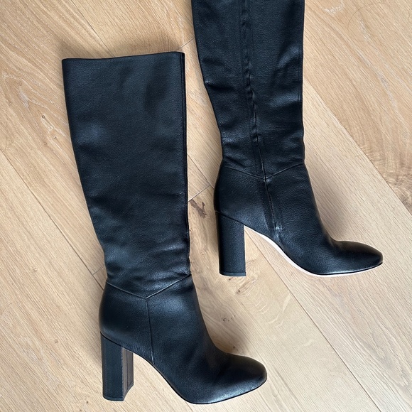 Vince Brannen Leather Knee-High Boots Size 38 - Picture 1 of 6